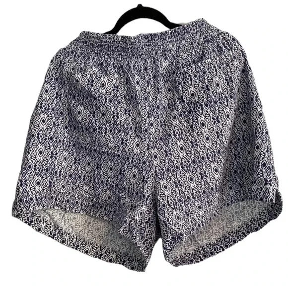 NWT Briggs Linen Blend Blue and White Print Shorts Pockets Drawstring Size 2XL - Picture 2 of 5